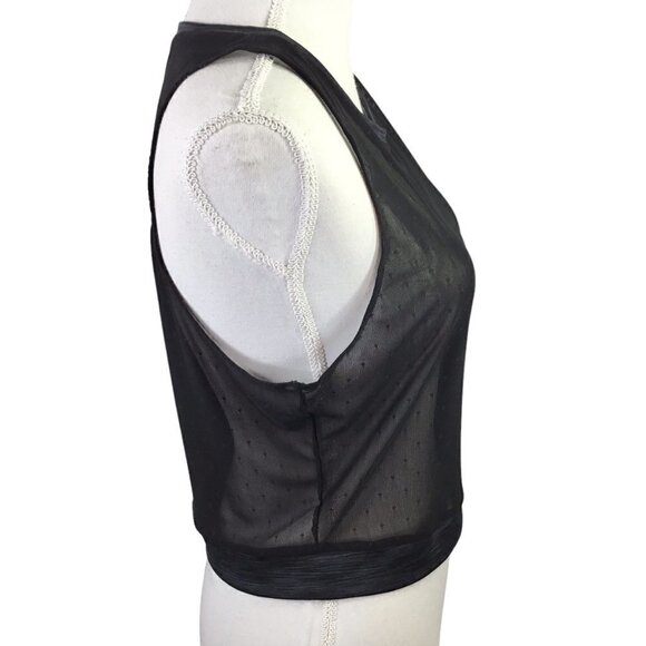 Zyia Active Luxe Mesh Crop Tank NWT Size XXL Sheer Sleeveless Black Dot Calm - Picture 2 of 9